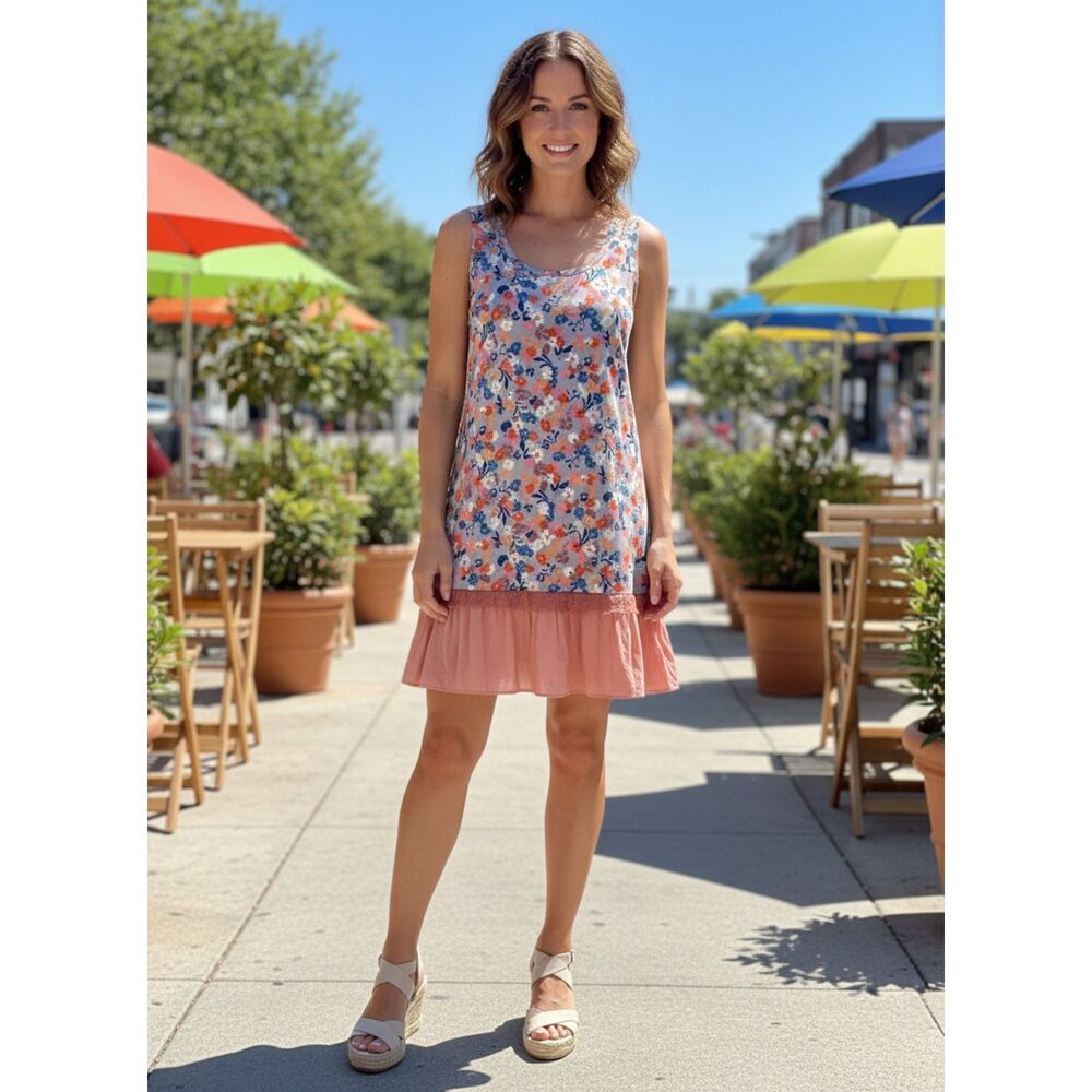Logo by Lori Goldstein Floral Ruffle Lace Tunic Dress - L
